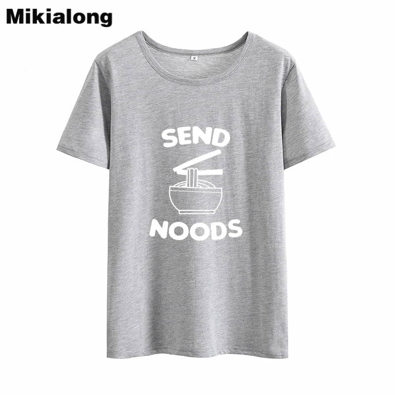 DAIQIANNI отправить Noods Harajuku Для женщин футболка с круглым вырезом Модная хлопковая