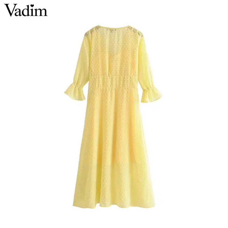 Vadim милый женский v образный вырез желтое платье миди комплект из двух предметов