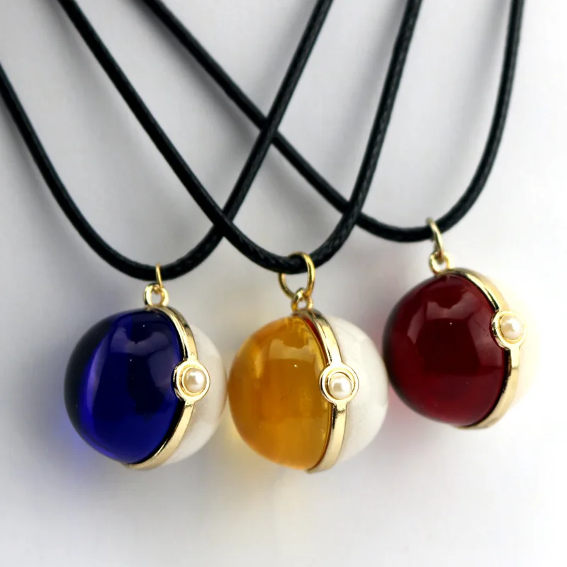 Горячая бижутерия в стиле аниме ожерелье с покеболом стеклянный кристалл