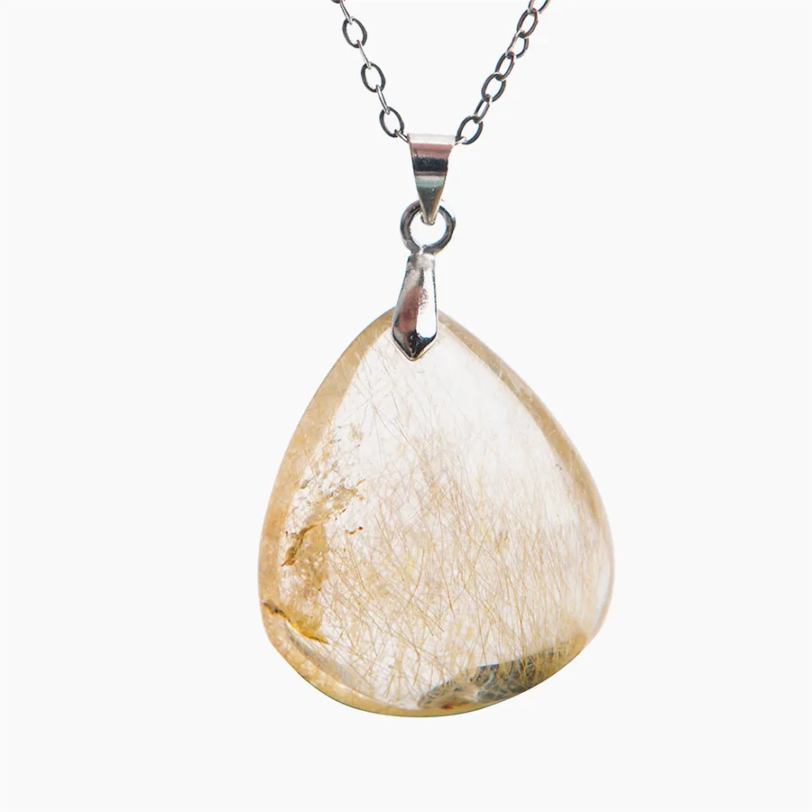 Из натуральной желтого золота рутиловый кварц Подвеска капли воды из бисера