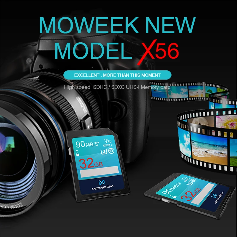 Moweek New Model X56 SD Card High speed 16GB 32GB SDHC 64GB 128GB SDXC UHS-I Memory Class10 flash card for Camera free shi | Компьютеры и