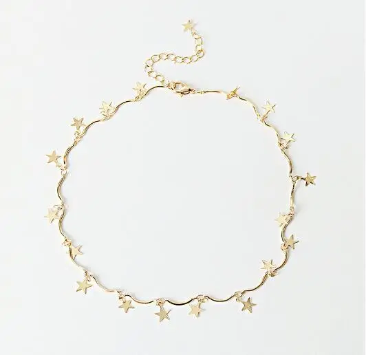 Dainty Gold Color Chain Tiny Star Choker Necklace for Women Bijou Necklaces Pendants Simple Boho Layering Chokers | Украшения и