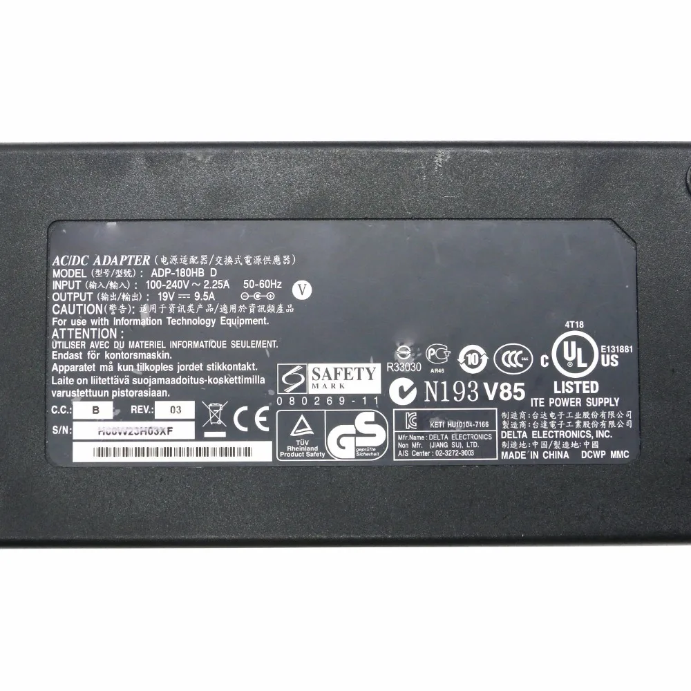 Оригинал 19V 9.5A 180 Вт 5 5*2 мм ADP-180HB D ноутбук Мощность адаптер для ноутбука ASUS G75VW-DS73-3D