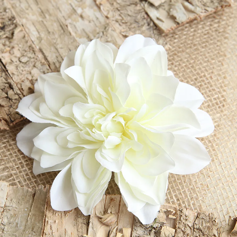 Белый Высококачественная имитация 14 см головки хризантем Dahlia DIY украшения для дома рукодельные поделки 10 \ партия - Цвет: Белый