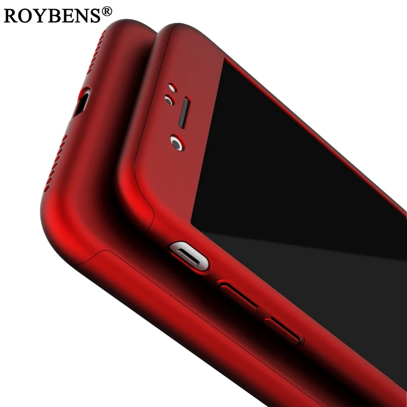 Роскошные Roybens полное покрытие 360 градусов чехол для iPhone 5 5S SE 6 S 7 8 Plus X Жесткий