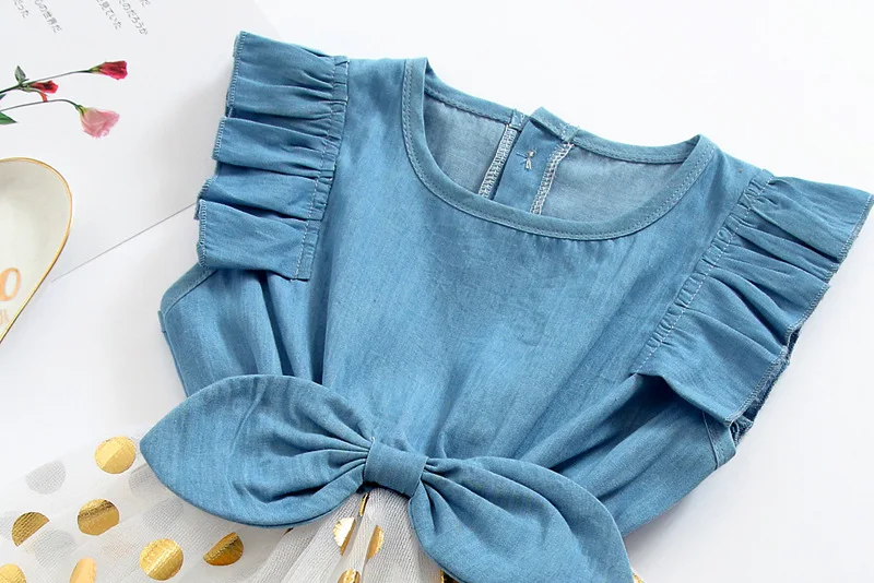 Летние детские джинсы из джинсовой ткани для девочек праздничное платье пачка