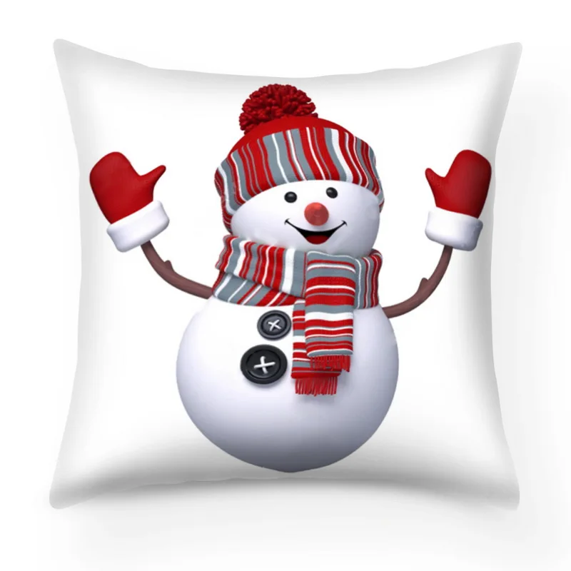 Merry Christmas Snowman Cushion Cover Xmas Style Home Decorative Pillows Pillowcase 27 | Дом и сад