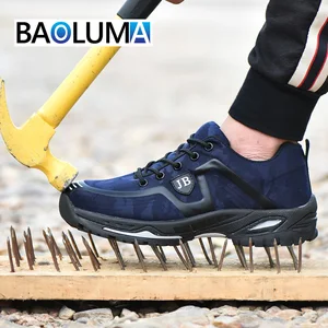 Мужская безопасная обувь, дышащие летние ботинки, анти-разбивающие заглушки со стальным мыском, дышащие мужские туфли для работы