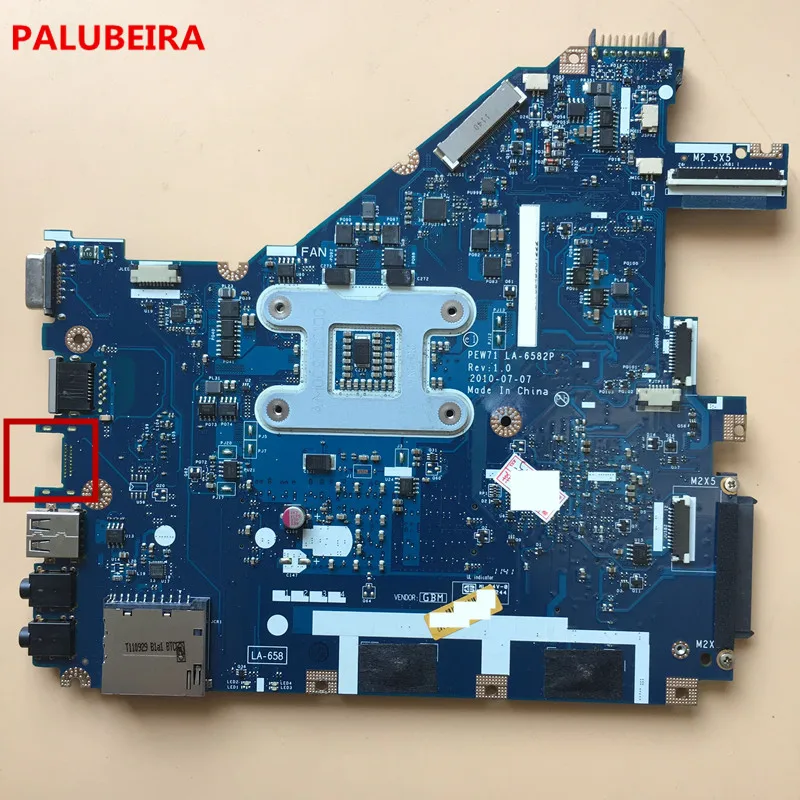 PALUBEIRA для ноутбука Acer aspire 5733 5733Z Материнская плата MBRJY02002 PEW71 LA 6582P DDR3 Без hdmi порт