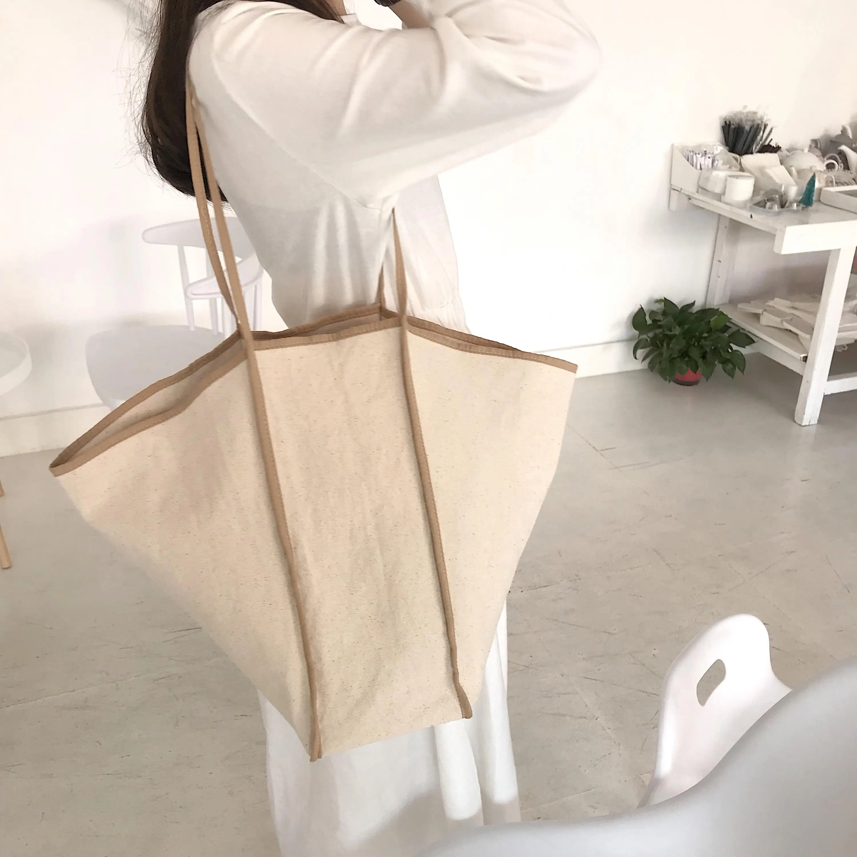 2019 корейский стиль большой холст женская сумка в виде летучей мыши емкости