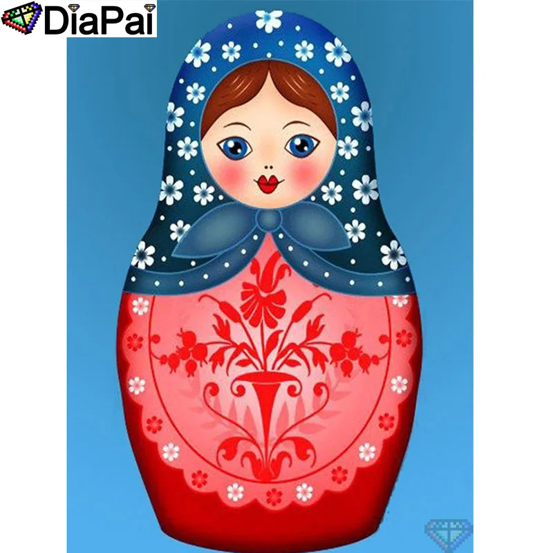 Полноразмерная/круглая Алмазная картина DIAPAI 100% 5D сделай сам Русская кукла