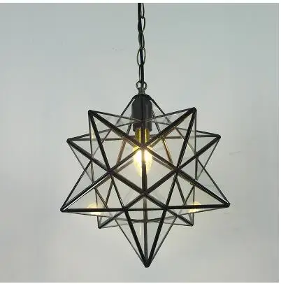 C Американский кантри Moravian Star стекло с узором подвесной светильник подвесной светильник скандинавский спальня бар коридор прохода Подвесная лампа - Цвет корпуса: C