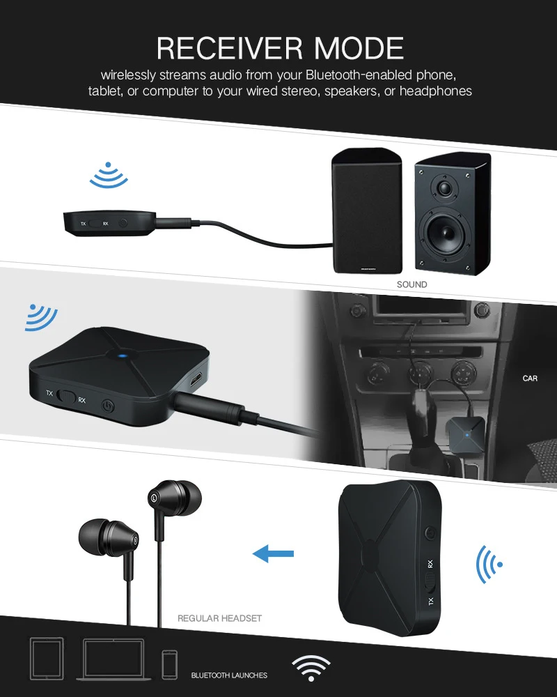2 In 1 Audio Bluetooth Adapter Receives Transmit Transceiver Receiver Transmitter 4.2 3.5mm PK B6 | Электроника