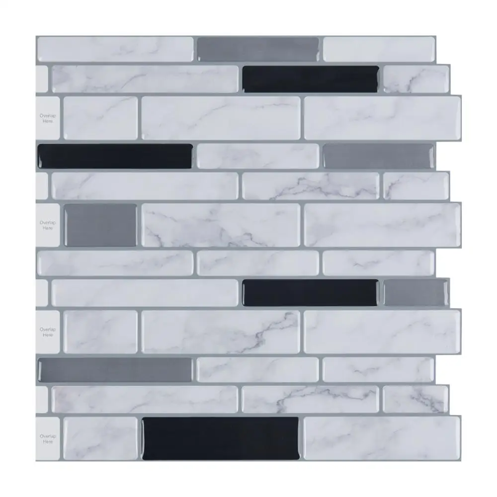 

(10 Sheets) 11.6" Peel and Stick Tile Kitchen Backsplash Tiles Self adhesive Marble Wall Tile Home Wallpaper
