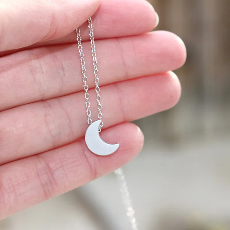 N317 Rescent Moon Pendant Clavicle Necklace Minimalist Women Fashion Collares Summer Everyday Jewelry Solid Bijoux | Украшения и