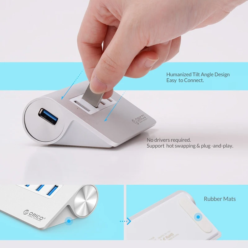 ORICO алюминиевый 4 порта 3 0 концентратор Высокоскоростной мини USB разветвитель