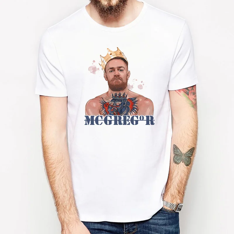 Футболка Conor Mcgregor Мужская модная тенниска для борьбы повседневная майка с белым