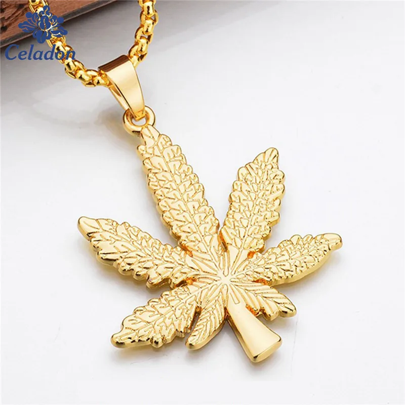 Новый Панк Золотой Цвет регги Ямайка кленовые листья длинное ожерелье венетум