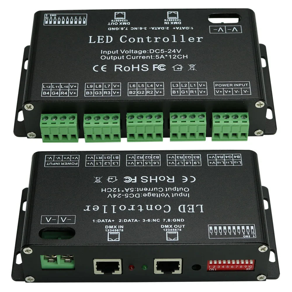 Контроллер светодиодной ленты DMX 512 RGB, 12 каналов, 5 А * 12 каналов (art.: 7a9738458) - 7a9738458