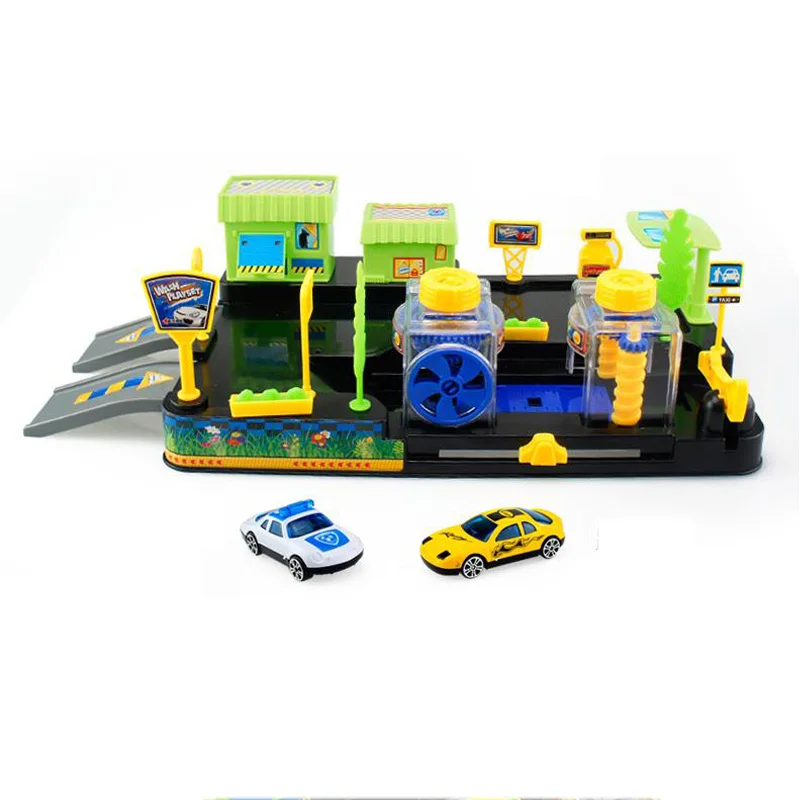 

Kids Car Tracks Parking Set Educational Toys For Children Wheels Carwash And Gas Station For Boys DIY Car Scene Block