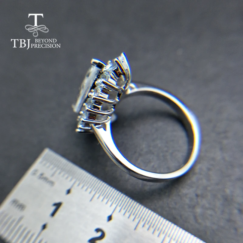 TBJ 100% натуральный бразильский Аквамарин mq8 * 16 мм драгоценный камень кольцо из