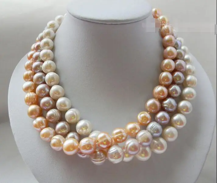 Комплект из колье и серёг комплект 3 круглых сережек с пресноводным жемчугом 17 13