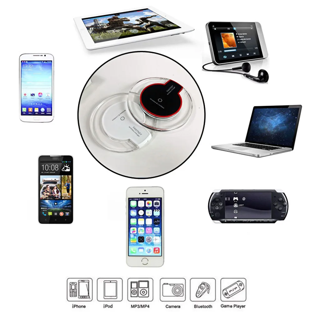Protable Universal QI Wireless Charger High Efficiency Blue Light Charging Pad for iPhone Samsung LG Nokia HTC | Мобильные телефоны
