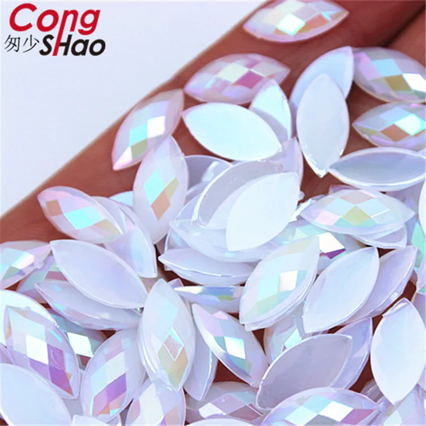 Цветные акриловые стразы Cong Shao 7*15 мм AB с плоской задней стороной 300 шт. камни и