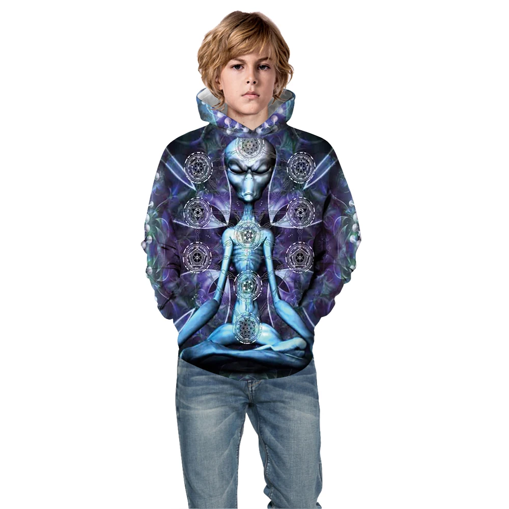 Детский пуловер с капюшоном и длинными рукавами 3D Цифровым принтом Death King