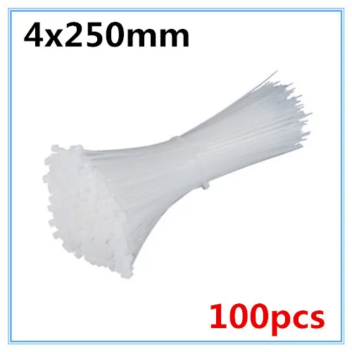4mm x 250mm 100 шт. 4X150/200/250/300 мм белый черный молоко кабель провод кабельные стяжки самоблокирующиеся Нейлоновые кабельные стяжки - Цвет: 4mm x 250mm
