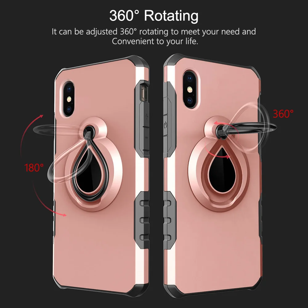 Birdroom Phone Case for iPhone X 7 8 plus TPU PC 2 in 1 Cover With Ring Kickstand |
