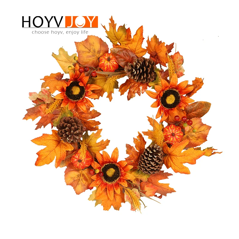 HOYVJOY Хэллоуин моделирование Осенняя гирлянда &quotПодсолнух&quot Венки домашнее