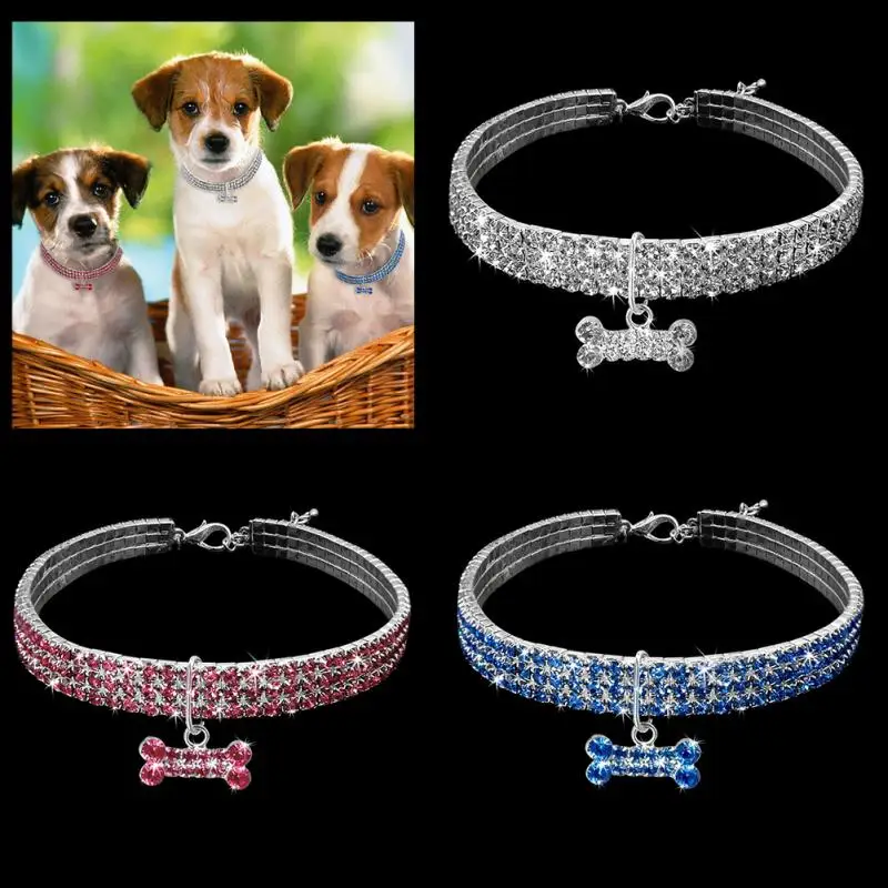 Beautiful Alloy Bling Rhinestone Dog Necklace Collar Pendant for Pet Puppy small dogs party decor
