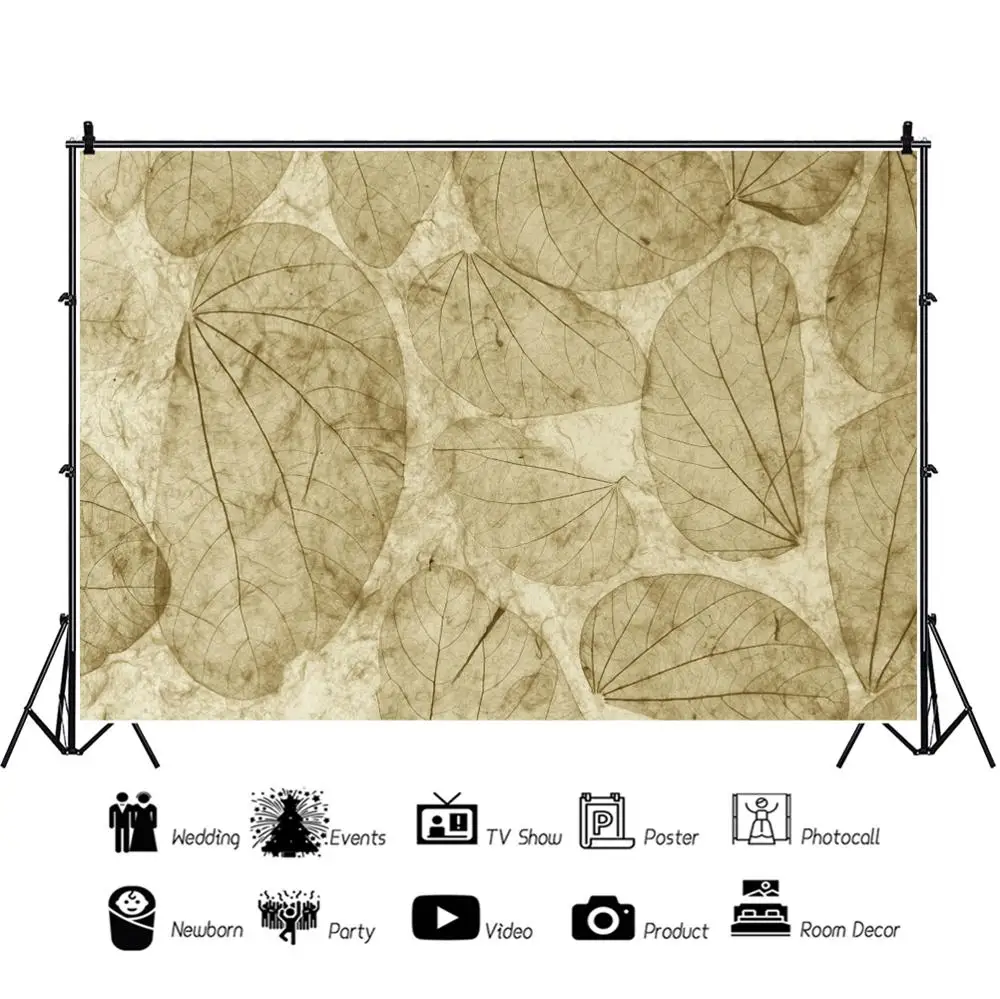 Laeacco Vinyl Backdrops For Photography Fallen Leaves Old Vintage Style Pattern Texture Wallpaper Photo Backgrounds Photocall |