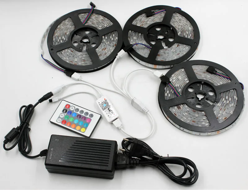 Wifi беспроводной контроллер 5050 RGB Wifi светодиодный светильник 15 м водонепроницаемая IP неоновая лента Диодная лента 12 В адаптер Набор для кухни