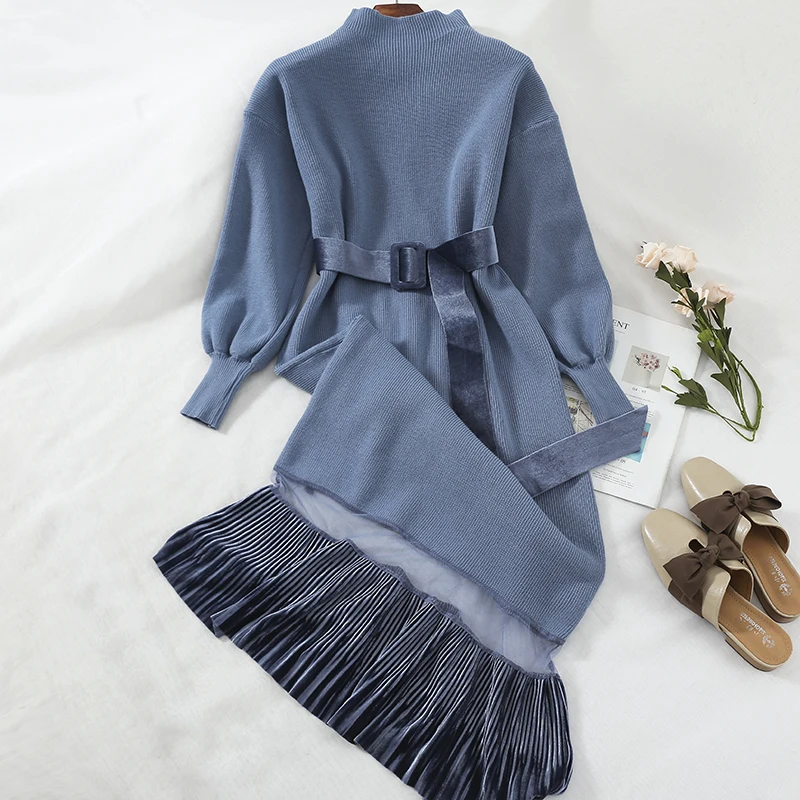 Весенне осеннее платье свитер костюм для женщин 2020 вязанные женские платья
