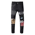 Мужские джинсы с нашивками Sokotoo модные черные облегающие штаны со звездами и заклепками стрейчевые рваные брюки-карандаш, уличная одежда