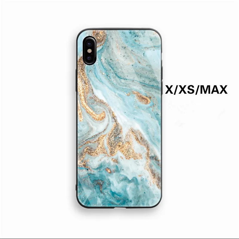 Роскошный Мраморный Стекло чехол для iPhone 7 6 s 8 плюс силиконовый XS MAX XR X милые