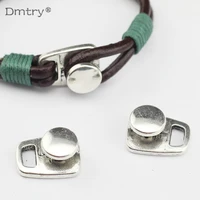 dmtry 5pcs antique silver button clasp hook clasp for 4mm round leather cord diy bracelet bangle jewelry findings c0013