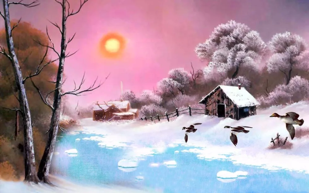 3D занавески фото сказка мультфильм Снежная сцена для спальни гостиной