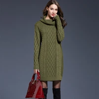 large size womens knit dress long sweater female turtleneck sweater dress plus size long sleeve winter clothes casual dress