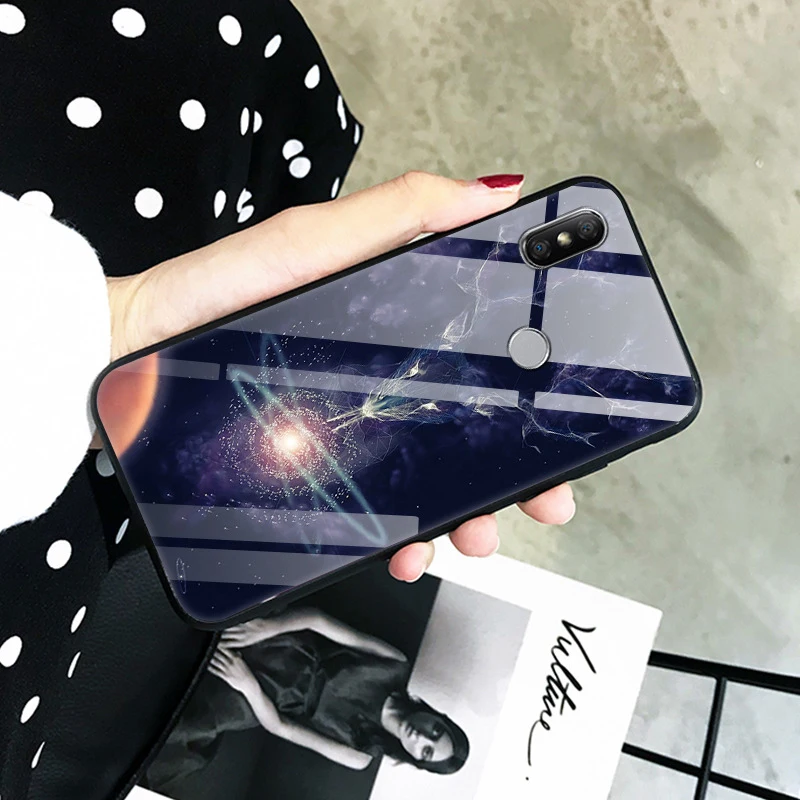 Чехол Starry sky для xiaomi mi 8 закаленное стекло жесткая задняя крышка мягкий край mi8