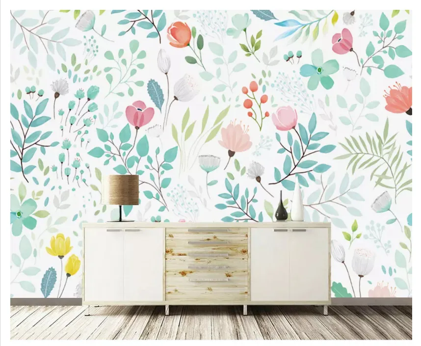 Beibehang papel де parede Супер Шелковистые плотные обои скандинавские ручная роспись Европейский цветочный гостиная фон обои - Цвет: 17371081