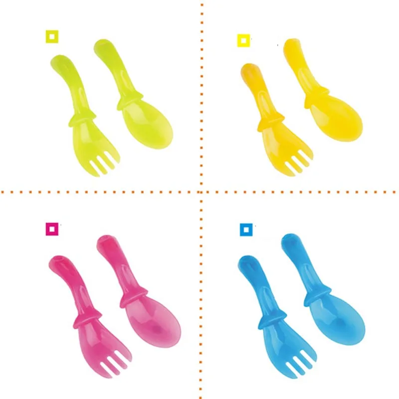 4 шт./компл. набор ложка и вилка для кормления младенцев высокое качество PP