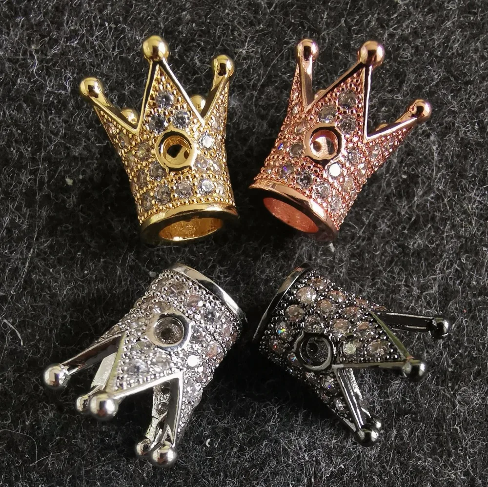 2 шт./лот медный Циркон CZ шар овальный корона штанги бусины шармы ожерелье браслет