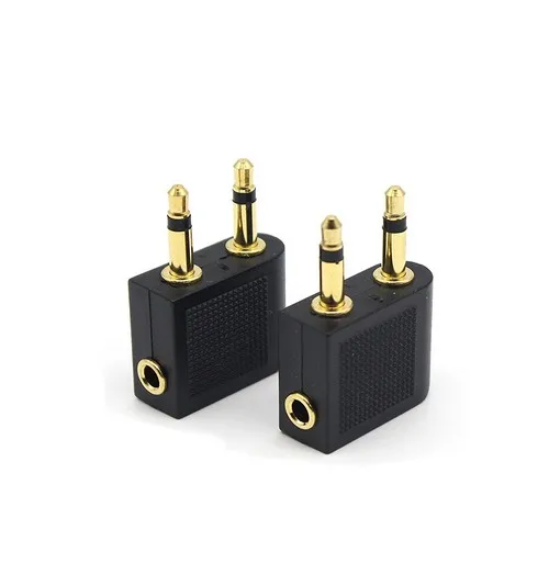 2Pcs Golden Plated 3.5mm Male To Female Jack Socket Audio Adapter Airplane Airline Flight Headphone | Электроника