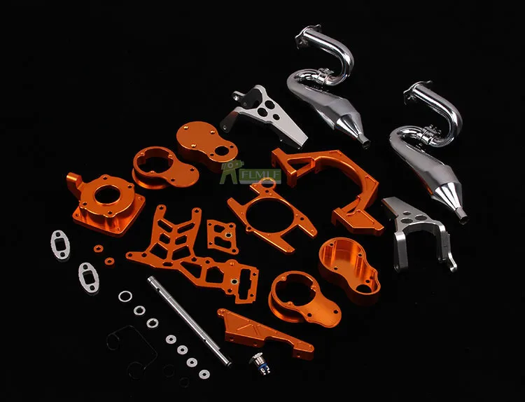 Двухцилиндровый двигатель выхлопной кронштейн комплект подходит для 1/5 HPI Rovan km