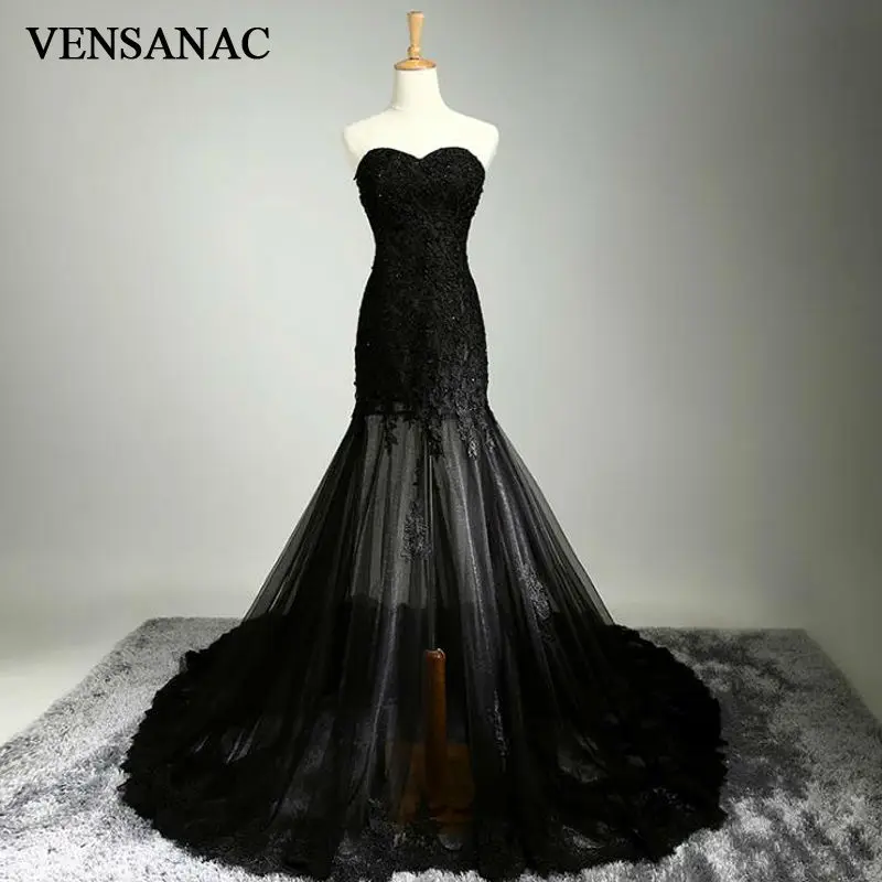 

Женское вечернее платье с юбкой-годе VENSANAC, Элегантное Длинное кружевное платье со шлейфом без бретелек и без рукавов, лето 2017