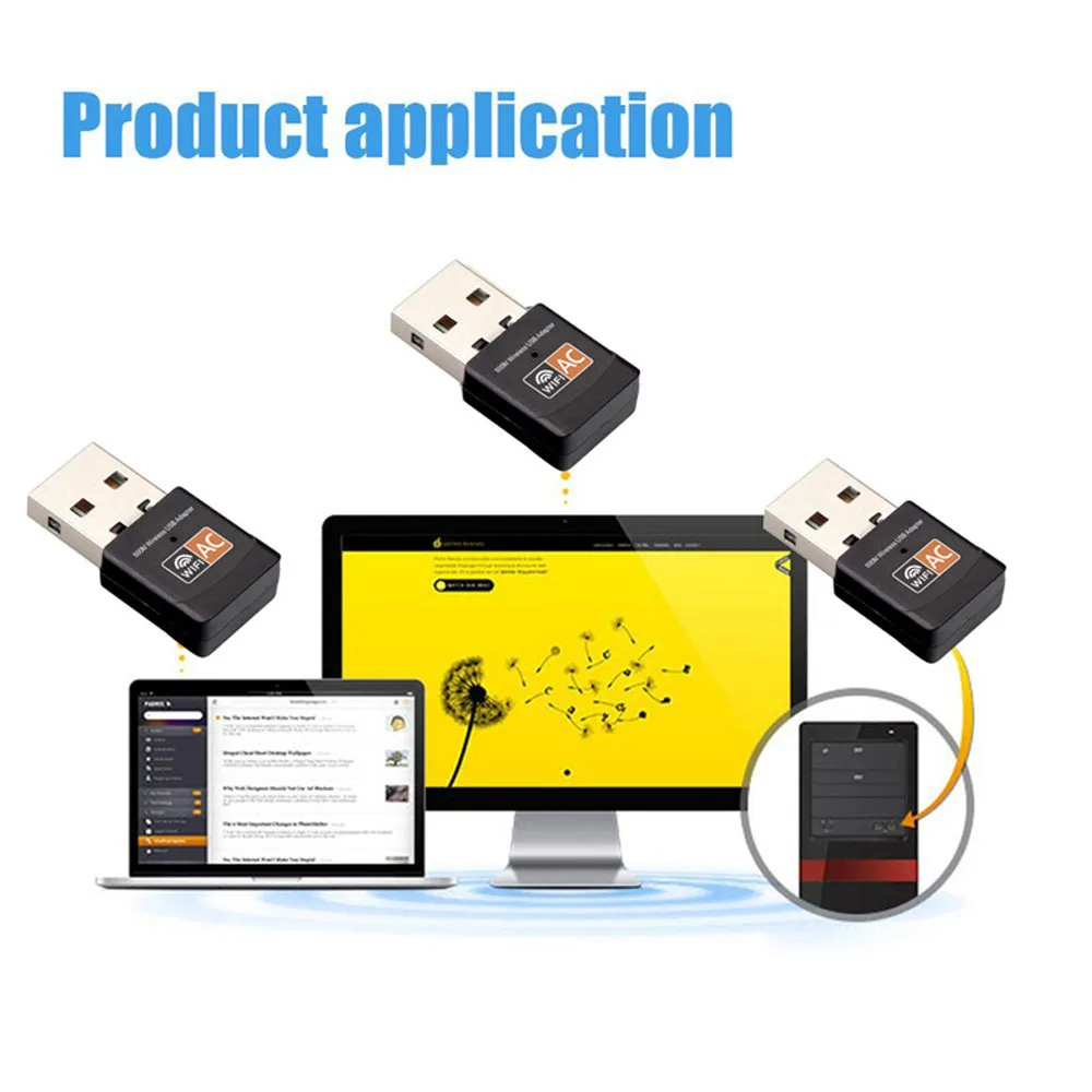 Del 600 Мбит/с двухдиапазонный 2 4/5 ГГц беспроводной USB WiFi сетевой адаптер LAN Карта