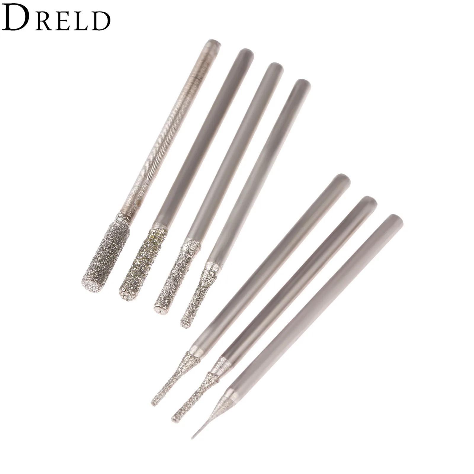 DRELD 7 шт. Dremel аксессуары 2,35 мм цилиндрическую алмаз шлифовальной головки камня нефрита янтарь резьба полировки Гравировка Инструменты